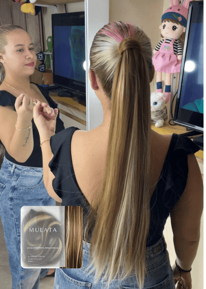 Coleta Rubia clara con rayos